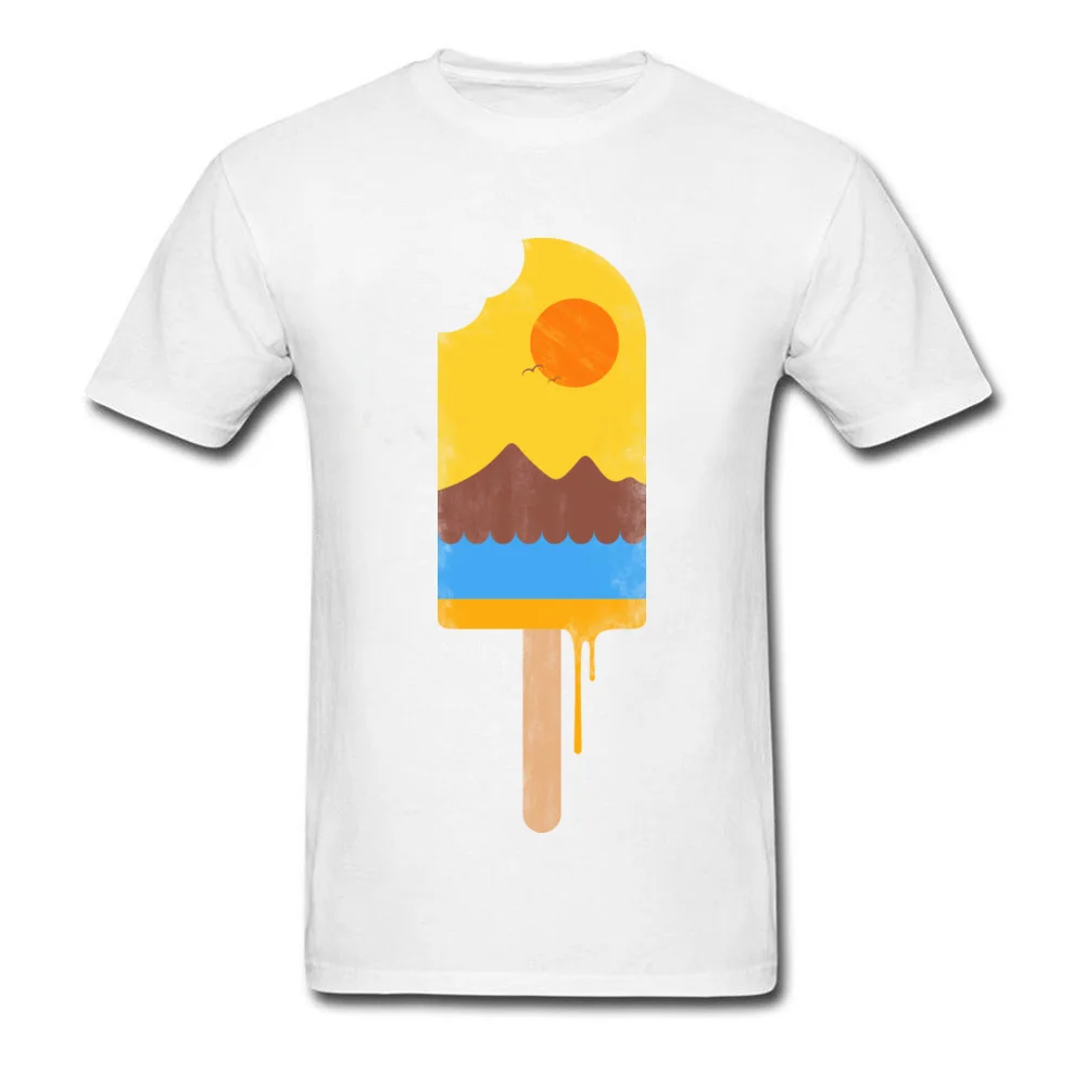 Summer Natural Ice Cream Short Sleeve Tops Shirts Father Day O Neck Pure Cotton Men T-Shirt Street Clothing Shirt Prevailing Summer Natural Ice Cream white