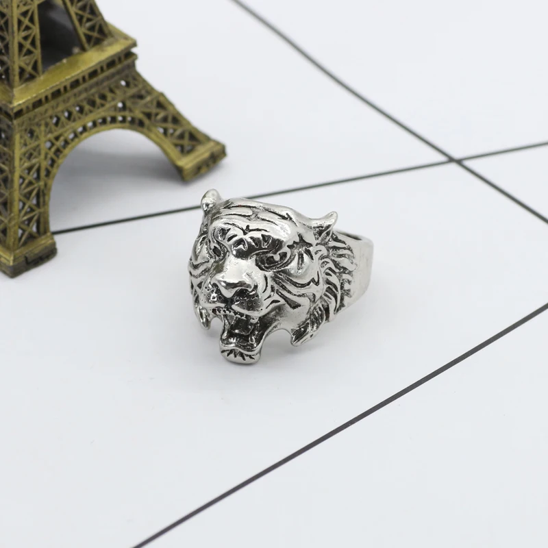 Vintage Punk Tiger Head Ring Gothic Cool Men Tiger Rings Man Domineering Biker Men's Animal Ring Jewelry Drop Shipping Anel
