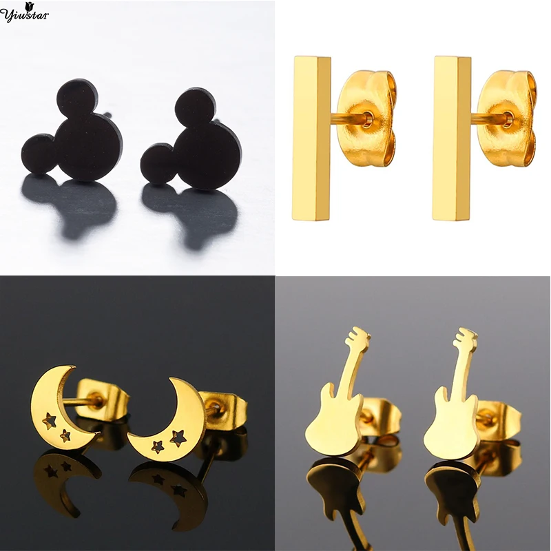 

Yiustar New Arrival Girls Kids Stainless Steel Stud Earrings All Kinds of Tiny Cute Earring Everybody Everyday Gifts Jewelry