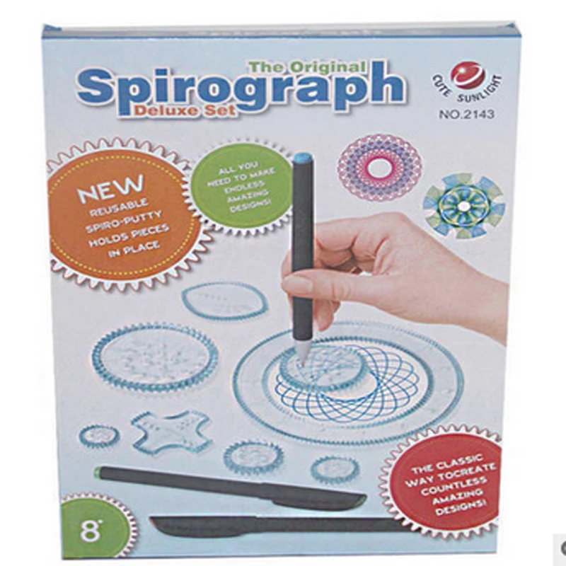 Набор игрушек для рисования Spirograph с 3 ручками спиральный дизайн блокирующие