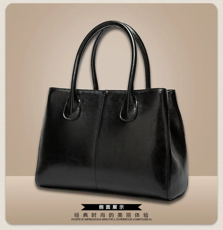 Real leather Luxury Women Handbag Shoulder Tote Bag Black Casual Ladies Leisure Crossbody Hand Bags (20)