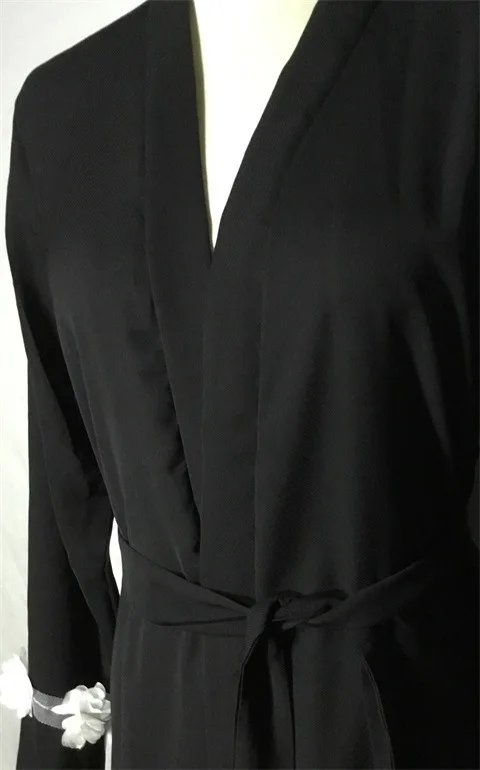 Взрослый кружевной цветок черный кардиган Исламская одежда Женская мода Дубай Абая, для мусульман абайя кимоно Молитвенное обслуживание одежда# D755
