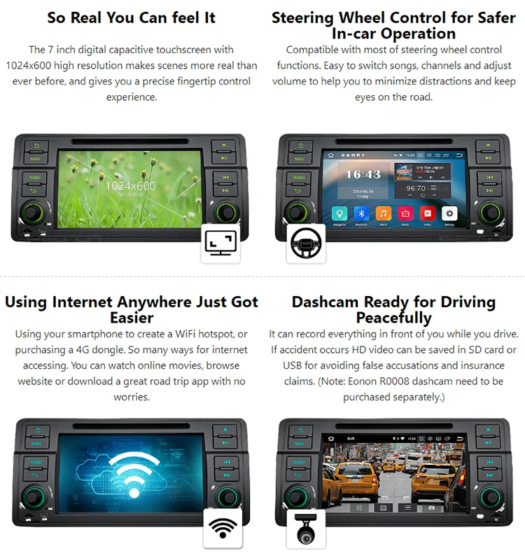 Cheap 7" Android 8.0 Octa-Core Car DVD Multimedia Navigation GPS Radio for BMW 3 Series E46 1998-2006 with Split Screen Mode Support 5