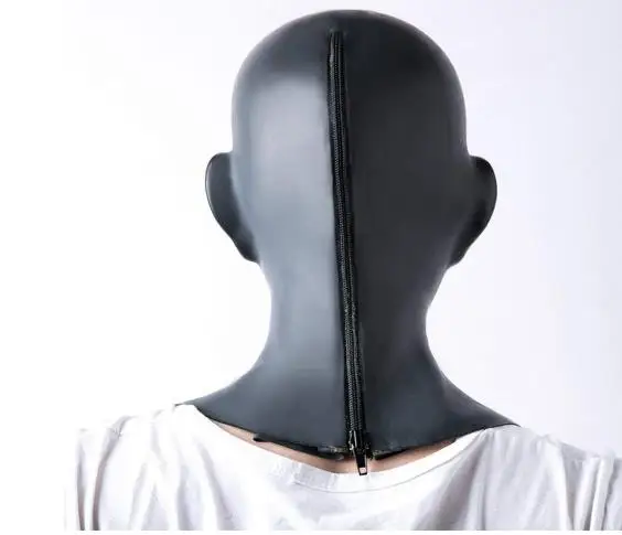 Горячая 3D латексное человеческое маска капюшон закрытыми глазами Фетиш капюшон w «красные губы» оболочка для языка, носа трубки подходят 54-57 см