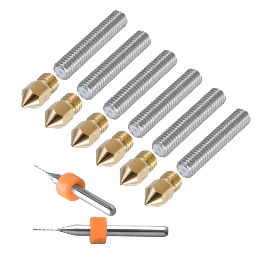 6 * فوهة رؤساء 6 * أنابيب 2 * مثقاب الخشب 0.4 مللي متر النحاس الطارد فوهة طباعة رؤساء ل Anet A8 MK8 Makerbot Reprap 3D طابعة