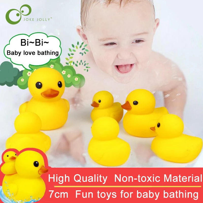 2pcs 7cm Cute Baby rattle Bath toy Squeeze animal Rubber toy duck BB