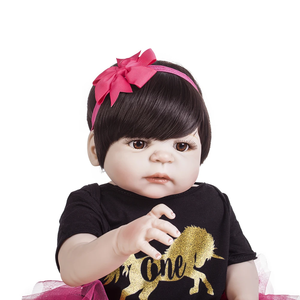 

55cm New Arrival lovely Baby Girl Doll Toy 22'' Reborn Dolls Silicone Vinyl Full Body Alive Princess Bebe Reborns lol Bath Toy