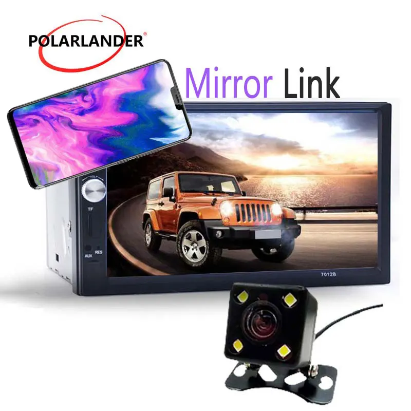 

7" 2 DIN LCD touch screen Mirror Link Car Radio MP4 MP5 Player Bluetooth FM USB TF In-Dash AUX IN support rear view camera