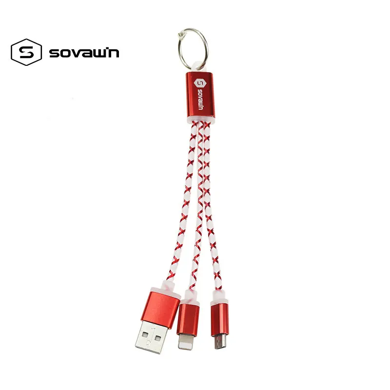 

Sovawin Short Micro USB Fast Charger Data 2 in 1 Fashion Keychain Multifunction Charging Cables for Apple iPhones Android Phones