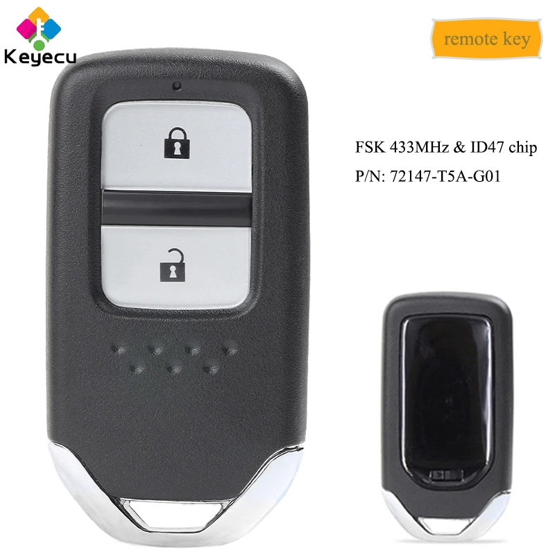 

KEYECU Smart Remote Control Car Key With 3 Button 433MHz 47 Chip - FOB for Honda Jazz XRV Venzel HRV 2014-2017 P/N 72147-T5A-G01