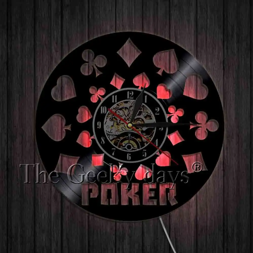 Poker King Rummy Card настенные часы виниловая запись черные Висячие 3D Play Настенный декор
