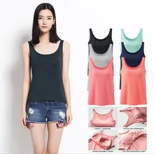 Summer Women Tanks Camisole Fitness A T Shirt Top 100% Cotton Singlet w Padding Plus Size Basic Tank Top