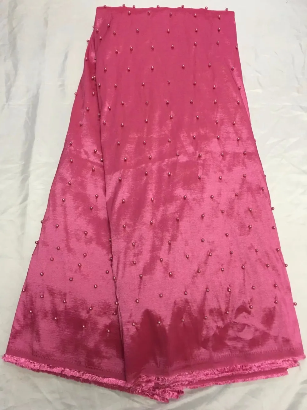 Ultime Popolare Disegni di colore rosa 5 Yards Tessuto Africano Del Merletto tessuto di Alta Qualit  di seta indiana George tessuto del merletto per il