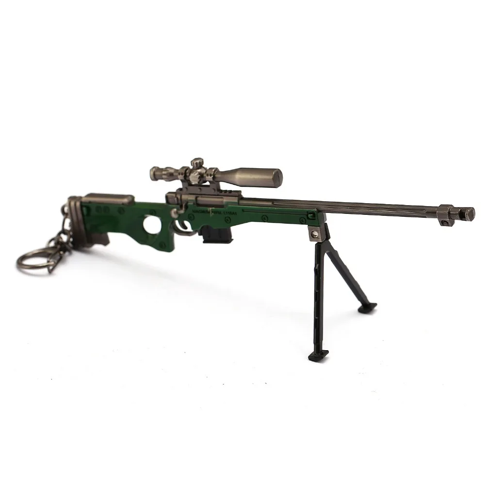 

New Game PUBG Keychain Metal Green Key Ring Holder Chain 17cm AKM Gun Model Chaveiros Sleutelhanger Portachiavi Men Gift
