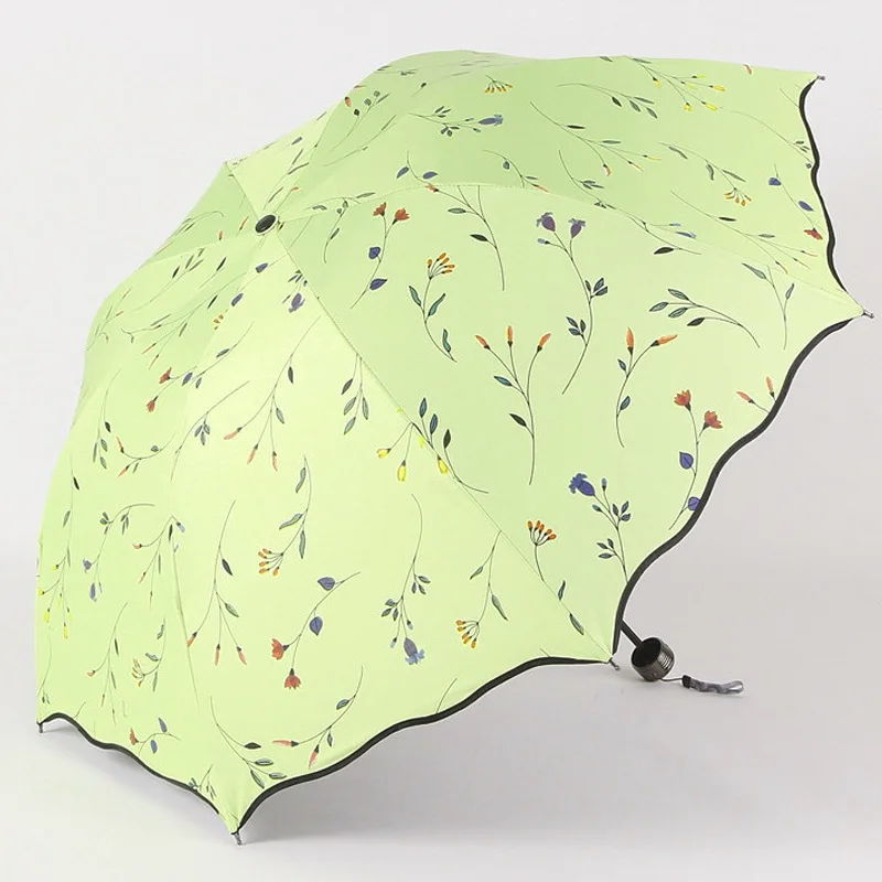 Шикарные Цветочные складные зонты с защитой от ультрафиолета, компактный солнцезащитный зонтик для женщин и девушек, ветрозащитный дождевик, милый Цветной Зонтик с цветами
