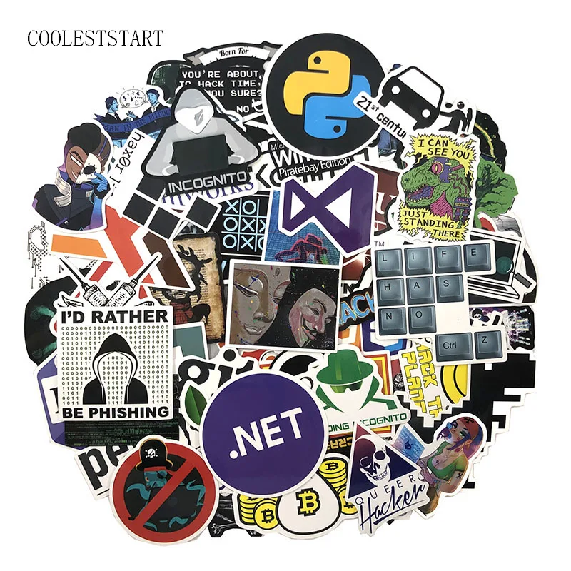 

72Pcs/pack Programmer Stickers Hacker Stickers For Laptop Anime Phone Notebook Skateboard Snowboard Car pvc Waterproof Sticker