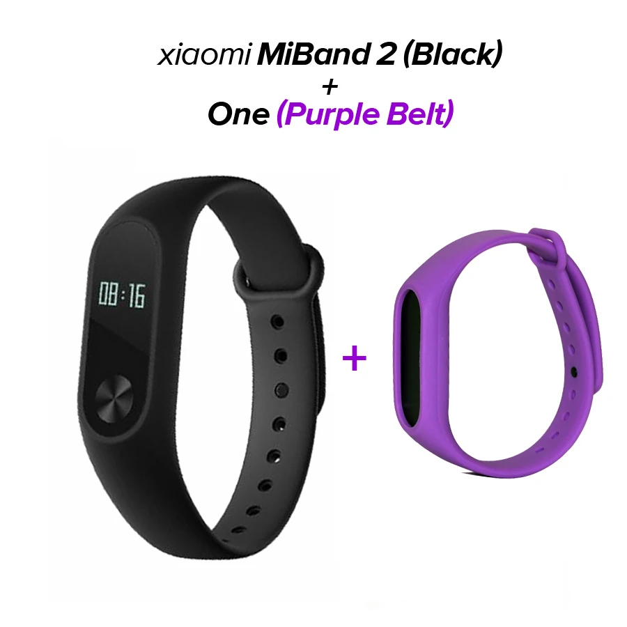 Xiaomi mi Band 2 mi band 2 фитнес-трекер монитор сердечного ритма OLED дисплей тачпад Bluetooth 4,0 для Android IOS - Цвет: Black N Purple