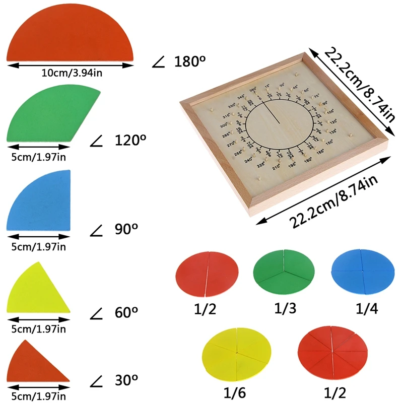 Материал Монтессори Деревянные круглые фракции табло детские развивающие