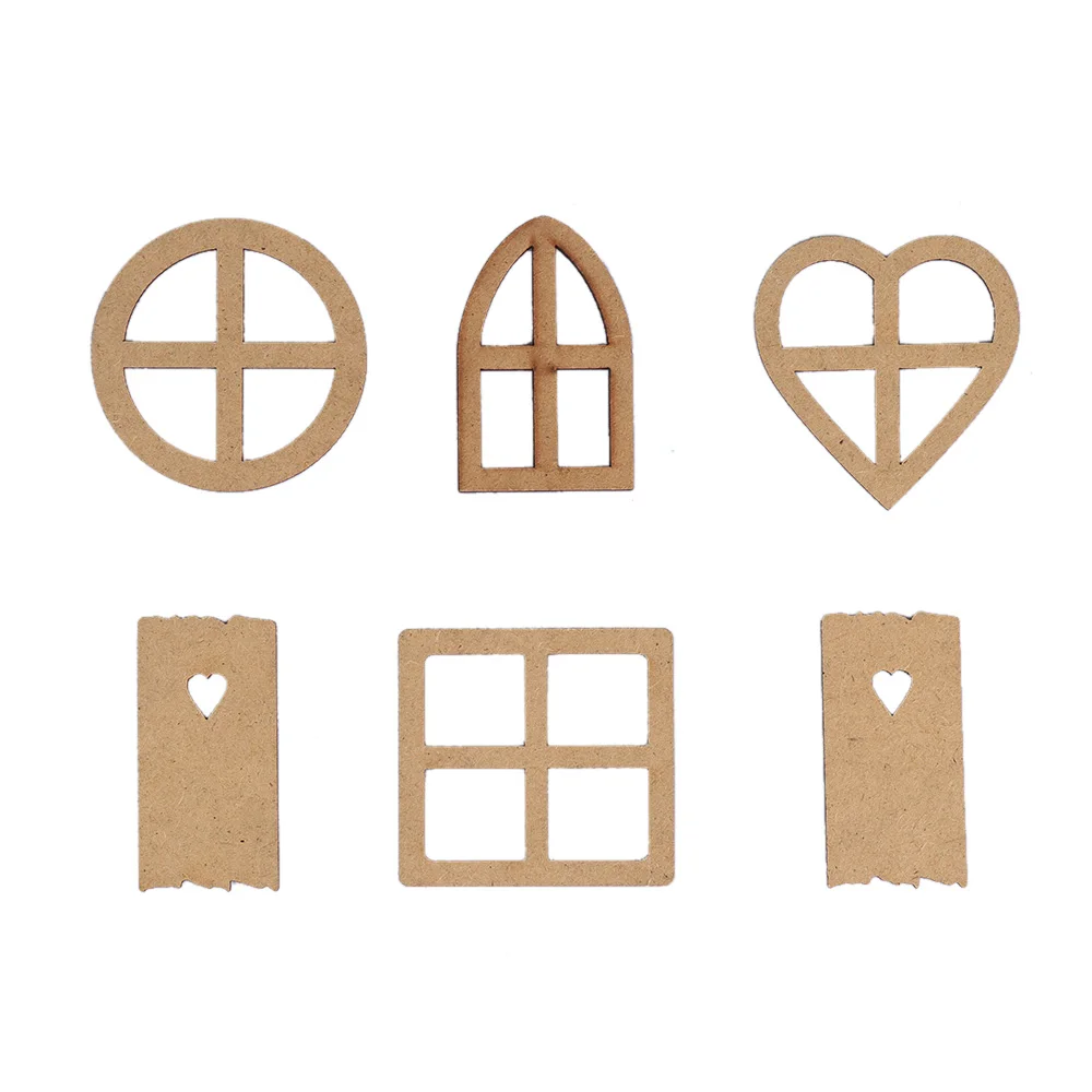 6pcs//set Craft Wooden Card Scrapbooking Photo Frame Ornament Embellishment