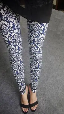 Flower Printed Leggings Sexy Women Lady Slim High Elastic Cotton Pants Multiple - Цвет: 27