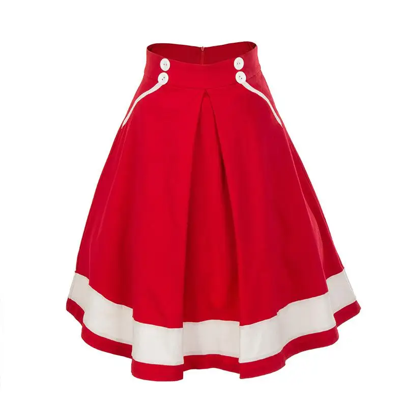 Weyes& Kelf, новинка, Ретро стиль, однотонная, высокая талия, юбки для женщин, s, плиссированная, элегантная женская юбка, Femme, летние юбки для женщин, Faldas Mujer - Цвет: Red