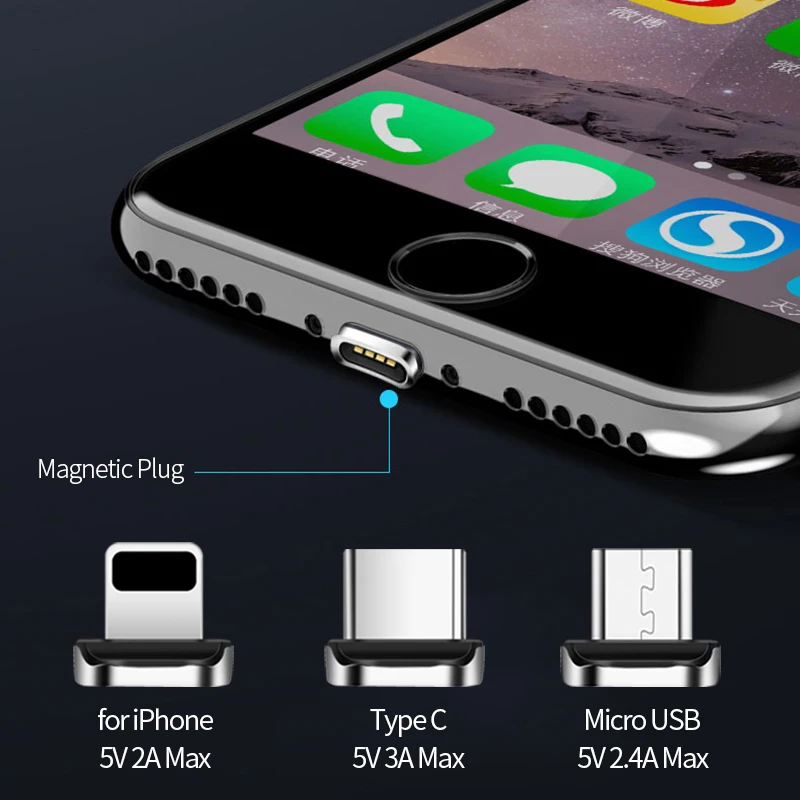 ZRSE 3A سريع شحن المغناطيسي USB C لسامسونج Xiaomi ممن لهم Redmi Huawe 1 m محول المغناطيس الهاتف المحمول الكابلات نوع C المصغّر usb