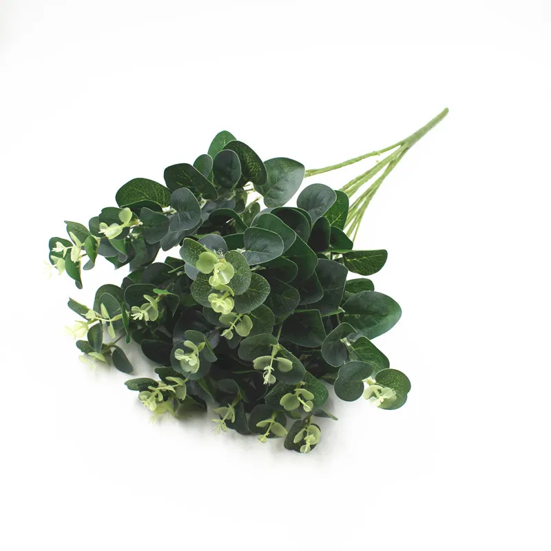 

30cm 20 heads Green Artificial Leaves Large Eucalyptus Leaf Plants Wall Material Decorative Fake Plants For Home Shop Garden