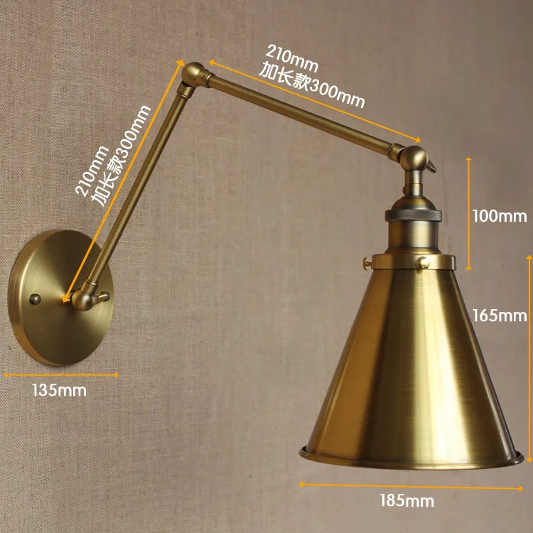 IWHD латунный Ретро промышленный винтажный настенный светильник качели настенный светильник с длинным кронштейном бра Edison Apliques Pared