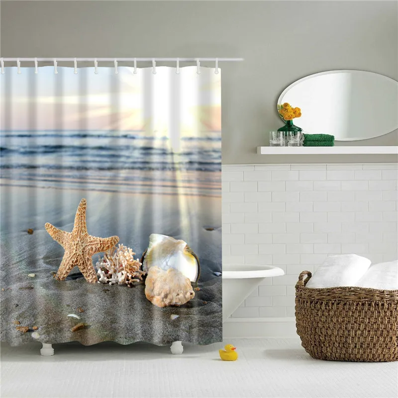 Морской пейзаж, Пляжная 3D ткань, полиэстер, занавеска для душа, s в ванной, занавеска для душа, водонепроницаемая, занавеска для ванны, cortina de ducha