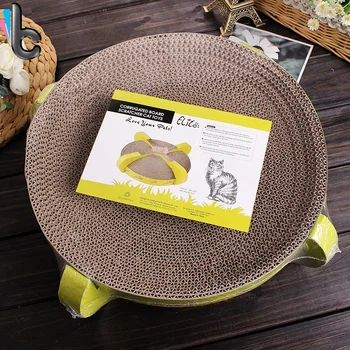 

Cat Pet Toy Round Corrugated Cardboard Pet Scratcher Kitty Toy Cat Bed Cat Toys with Catnip Toys