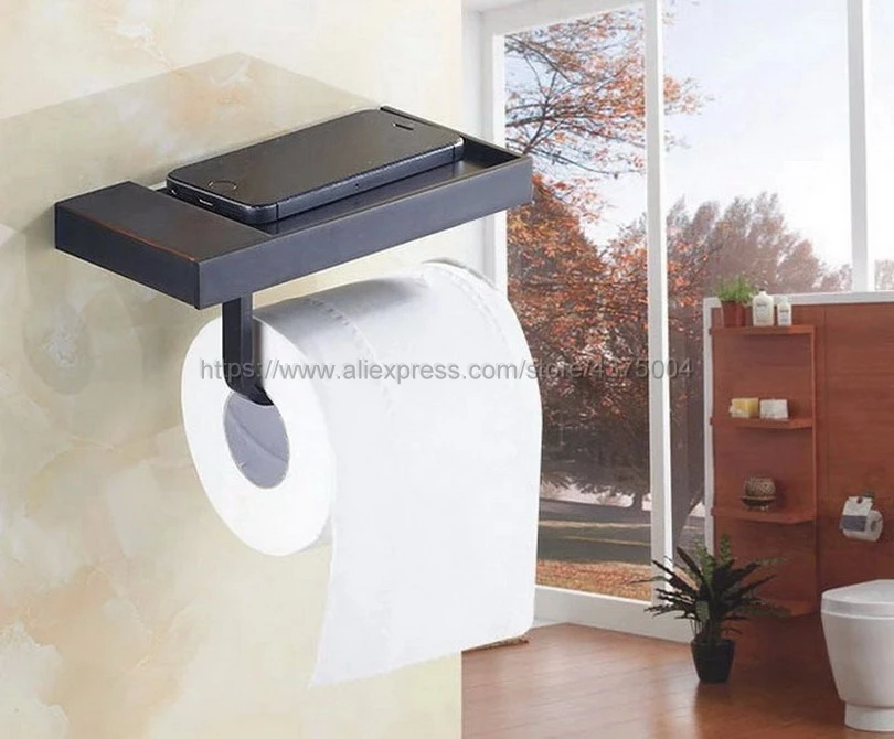 

Bathroom Paper Phone Holder with Shelf Bathroom Mobile Phones Oil Rubbed Bronze Toilet Paper Holder Tissue Boxes Nba195