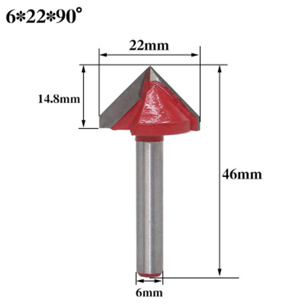 1 шт. 6 мм мельница Вольфрамовая сталь деревообрабатывающий фреза V бит ЧПУ твердосплавный конец 3D деревообрабатывающий фреза 60 90 120 150 градусов - Длина режущей кромки: 22mm 90degrees