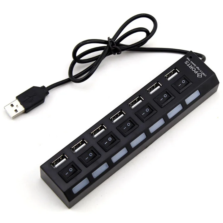 7 ports usb 2 0 hub led usb2 0 high speed 480 mbps adapter usb hub with
