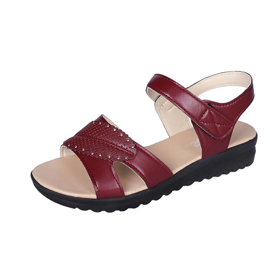 

SAGACE Fashion Ladies Sandals Shoes Flat with Women's Sandals Retro Mother Sandals Flat Bottomed Sandals Non-Slip Beach Shoes
