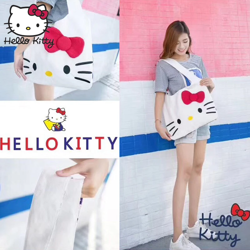 Ручная сумка hello kitty, ручная работа, мультяшная сумка hello kitty, милый, для девочек, для покупок, портативный, с бантом, плюшевый рюкзак, школьный, для путешествий