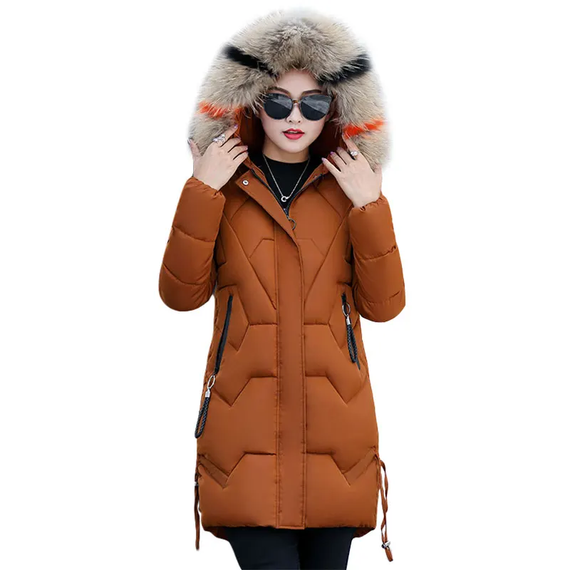 Модное большое меховое пальто с капюшоном, новая зимняя куртка, женская теплая хлопковая стеганая куртка, пальто, женская толстая длинная пуховая парка, верхняя одежда