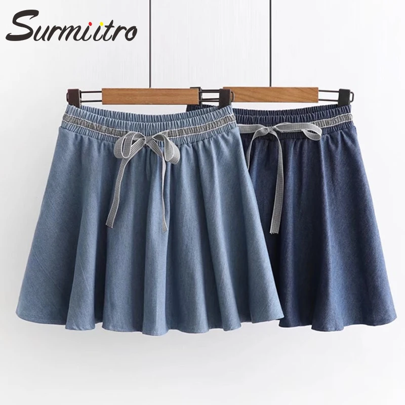

Surmiitro Mini Denim Summer Shorts Skirt Women 2019 Spring Japanese Sweet High Waist Jeans Skirt Female A-line Sun School Skirt