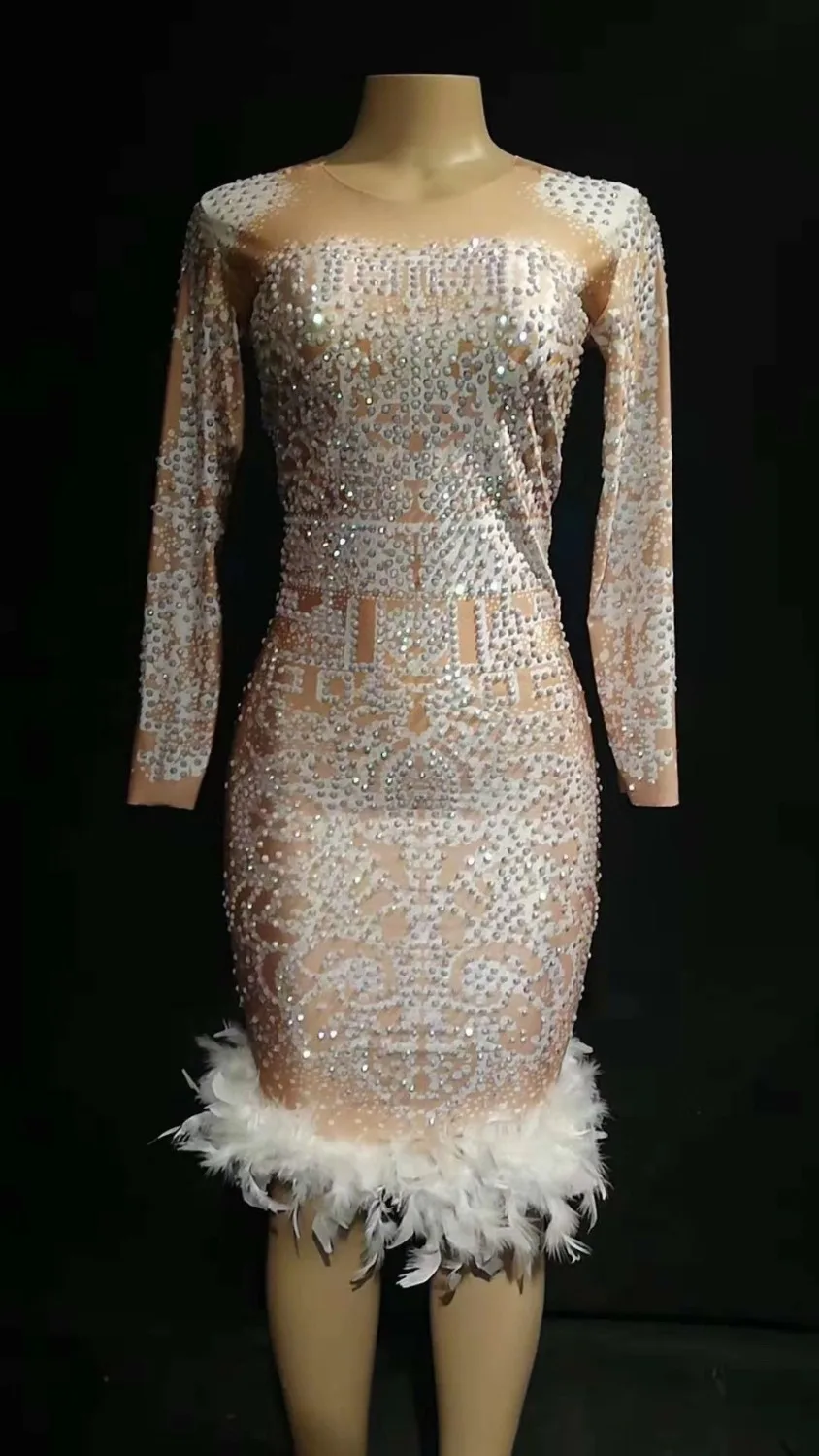 short white feather dress