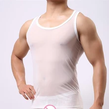 Мужская прозрачная Сетчатая футболка без рукавов для бега, топы, спортивные мужские сексуальные дышащие сексуальные облегающие футболки для фитнеса