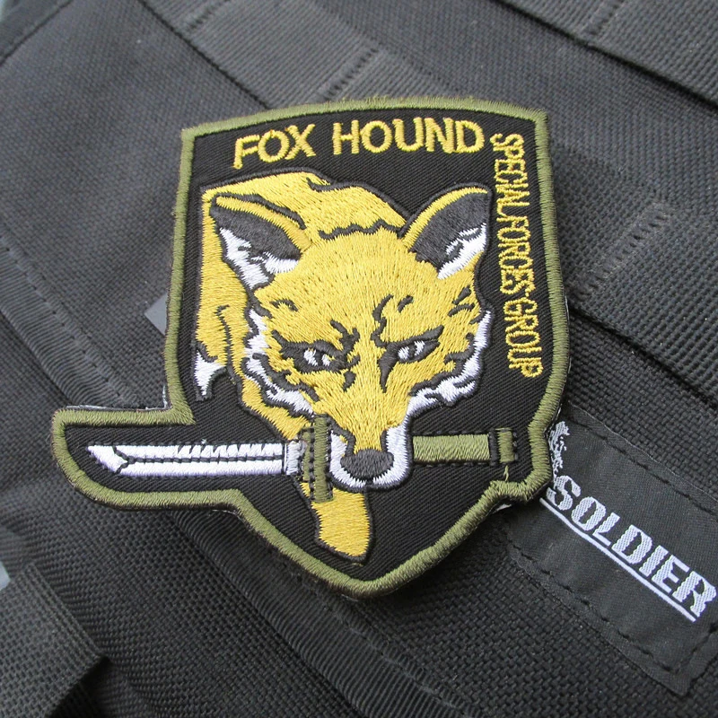 Embroidered Patches Metal Gear Solid MGS FOX Patch Hook& Loop Embroidery Stickers Military Chapter Badges For Clothes PATCH