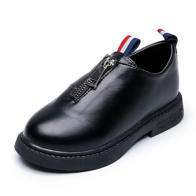 JGVIKOTO Мода весна осень детская обувь для мальчиков девочек британский стиль детская кожаная обувь повседневные кроссовки мягкие для шоу - Цвет: Черный