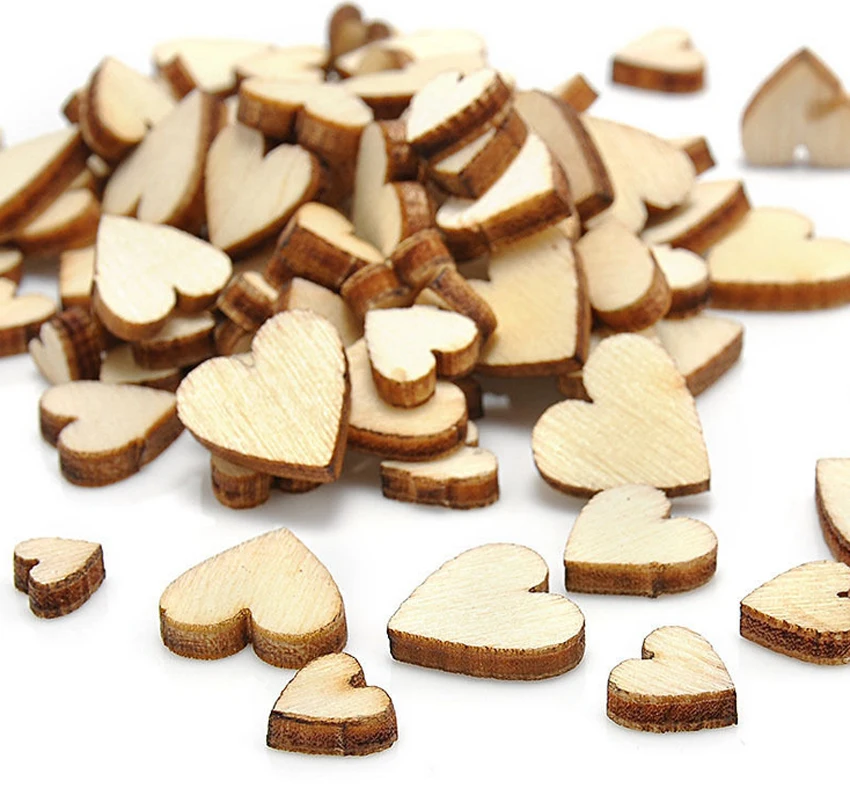 

Wedding 100pcs Wood Wooden Love Heart Rustic Table Scatter Decoration Crafts DIY