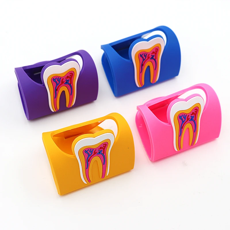 4pcs Cute Dental Card Holder Colorful Rubber Storage Stand for Dental Clinic Name Card Holders Dentist Card Display Dentist Gift