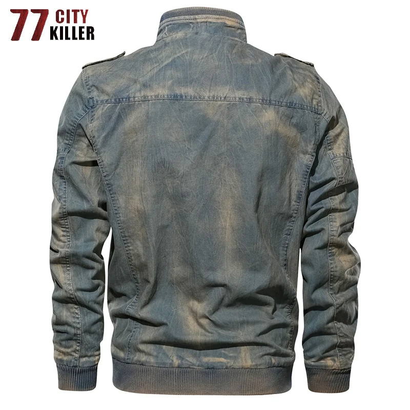 2019 Military Denim Jacket Men Casual Streetwear Bomber Jackets and Coats Vintage Style Slim Fit Jaqueta Masculina Size M-6XL