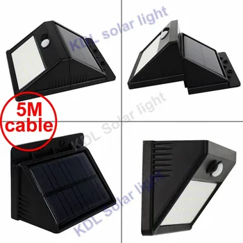 

30 led 500lm solar light split mount pIR motion 3 senser 4PCS LED Solar Panel Mot IP new 2018 ar 5M cable street wall lamp for