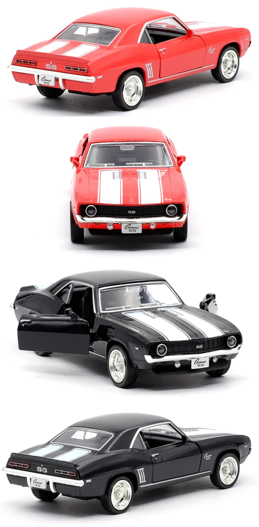 RMZ CITY 1:36 Chevrolet Camaro SS 1969 Супер спортивный автомобиль черный красный литой автомобиль модель игрушки с оттягиванием назад для детей Подарки