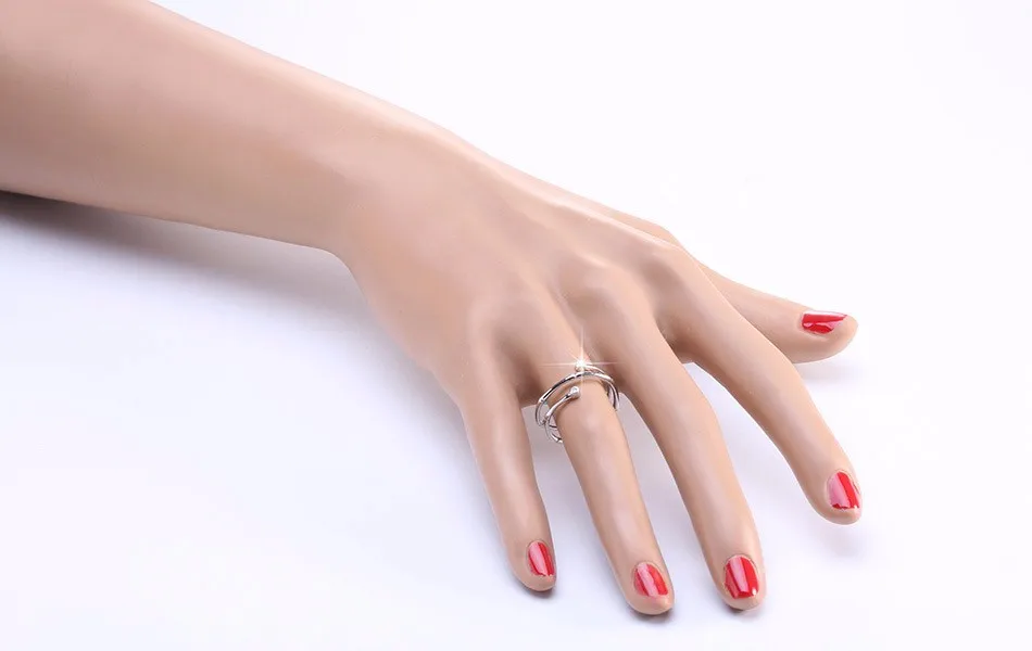 Effie queen Новое поступление подлинный 925 Серебряный зубец установка CZ Регулируемые кольца для пальцев для женщин BR13