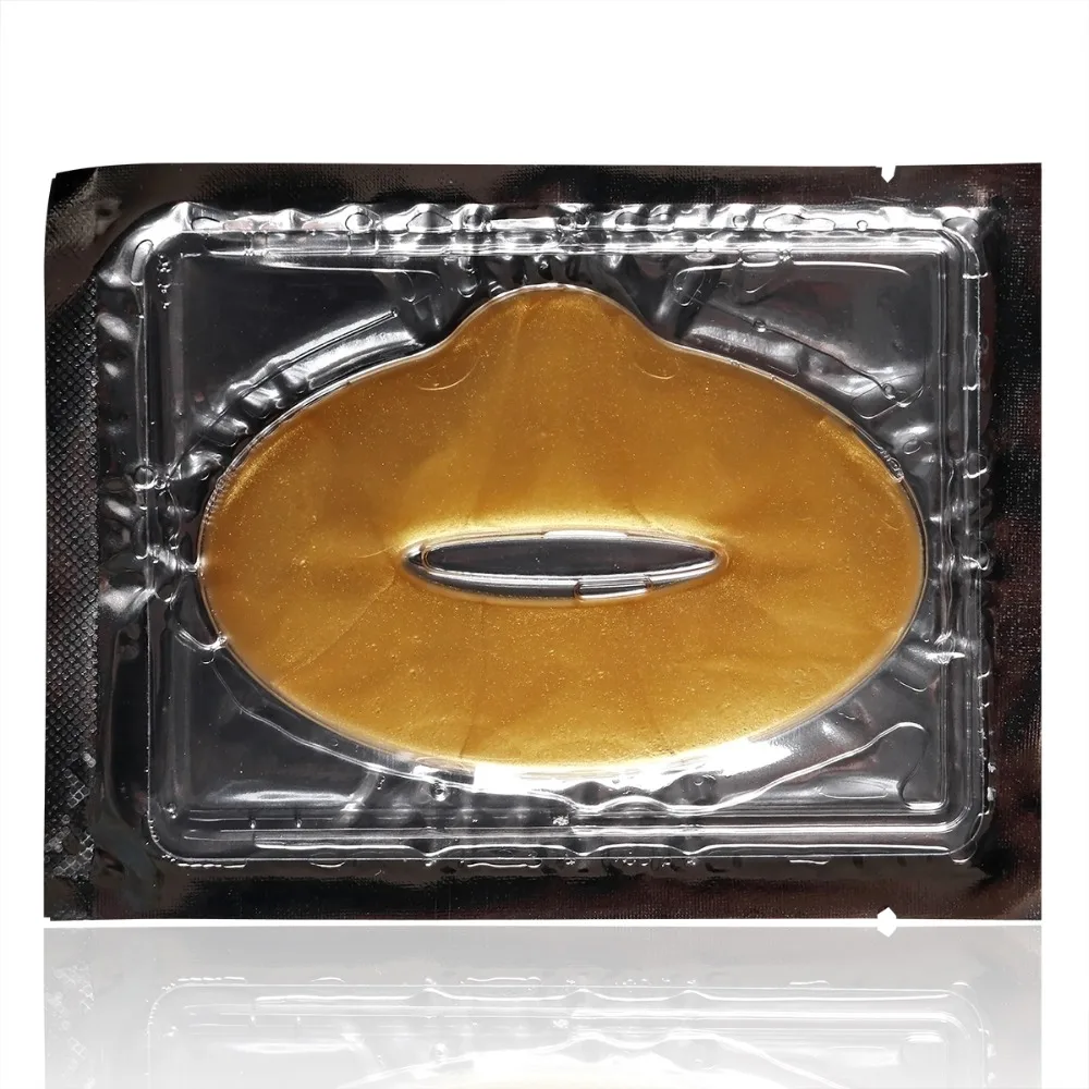 10pcs/lot Gold Powder Crystal Collagen Gel Lip Mask Moisturizing Plump Anti Aging Anti Wrinkles Exfoliating Lip Film Patch