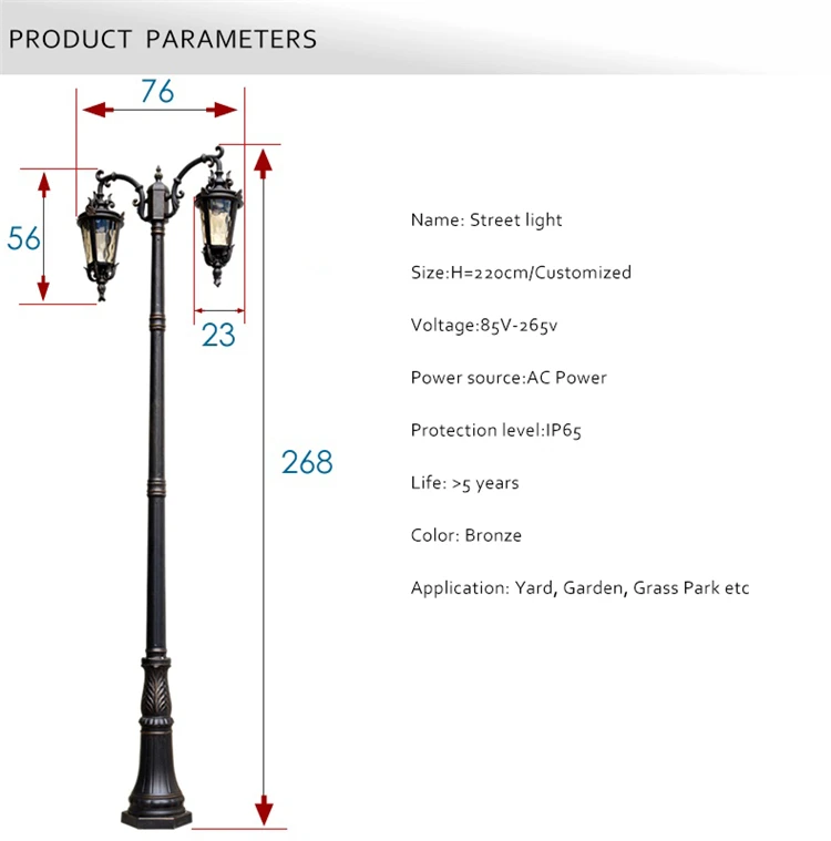 Двойной ручной ландшафтный светильник s уличный винтажный садовый уличный светильник светодиодный высокий полюс садовый водонепроницаемый светильник для ворот лампа с высоким полюсом