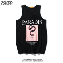 Змеиный принт с буквенным принтом сатана летние женские топы на бретелях для мужчин и женщин Повседневная безрукавная футболка черный джемпер Топы на бретелях